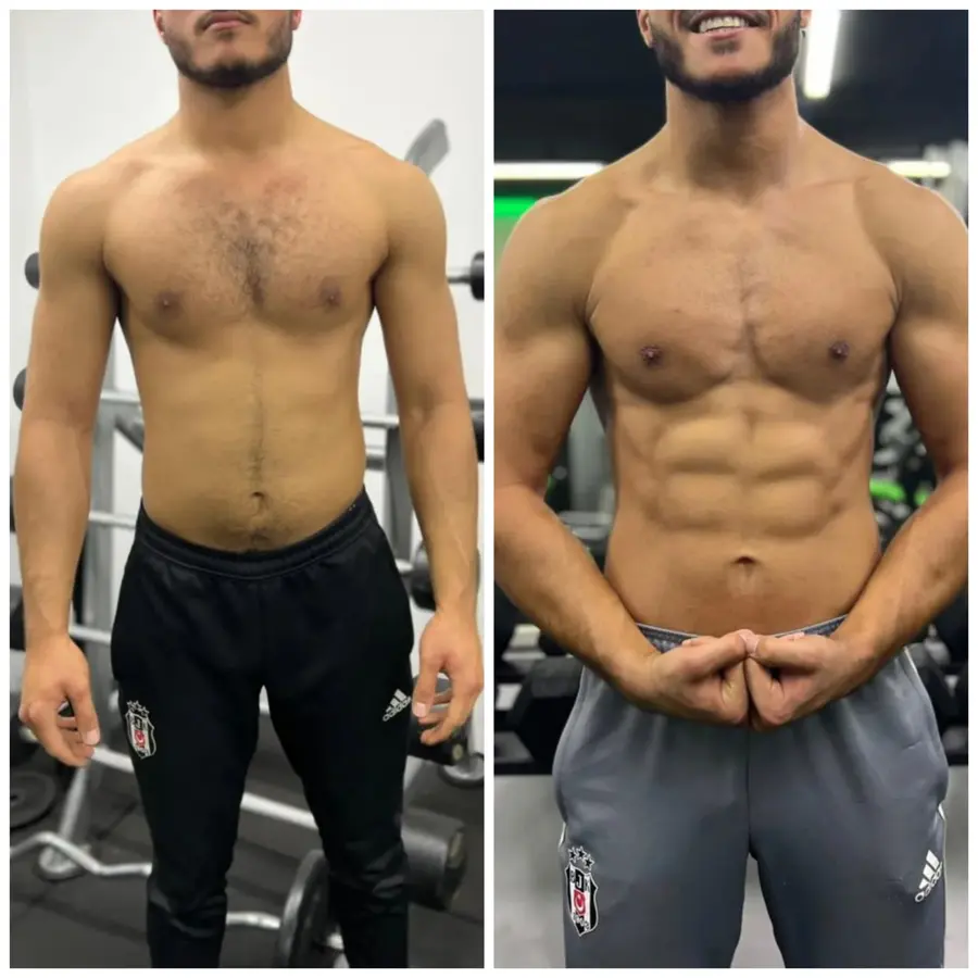 Client muscle gain transformation before and after